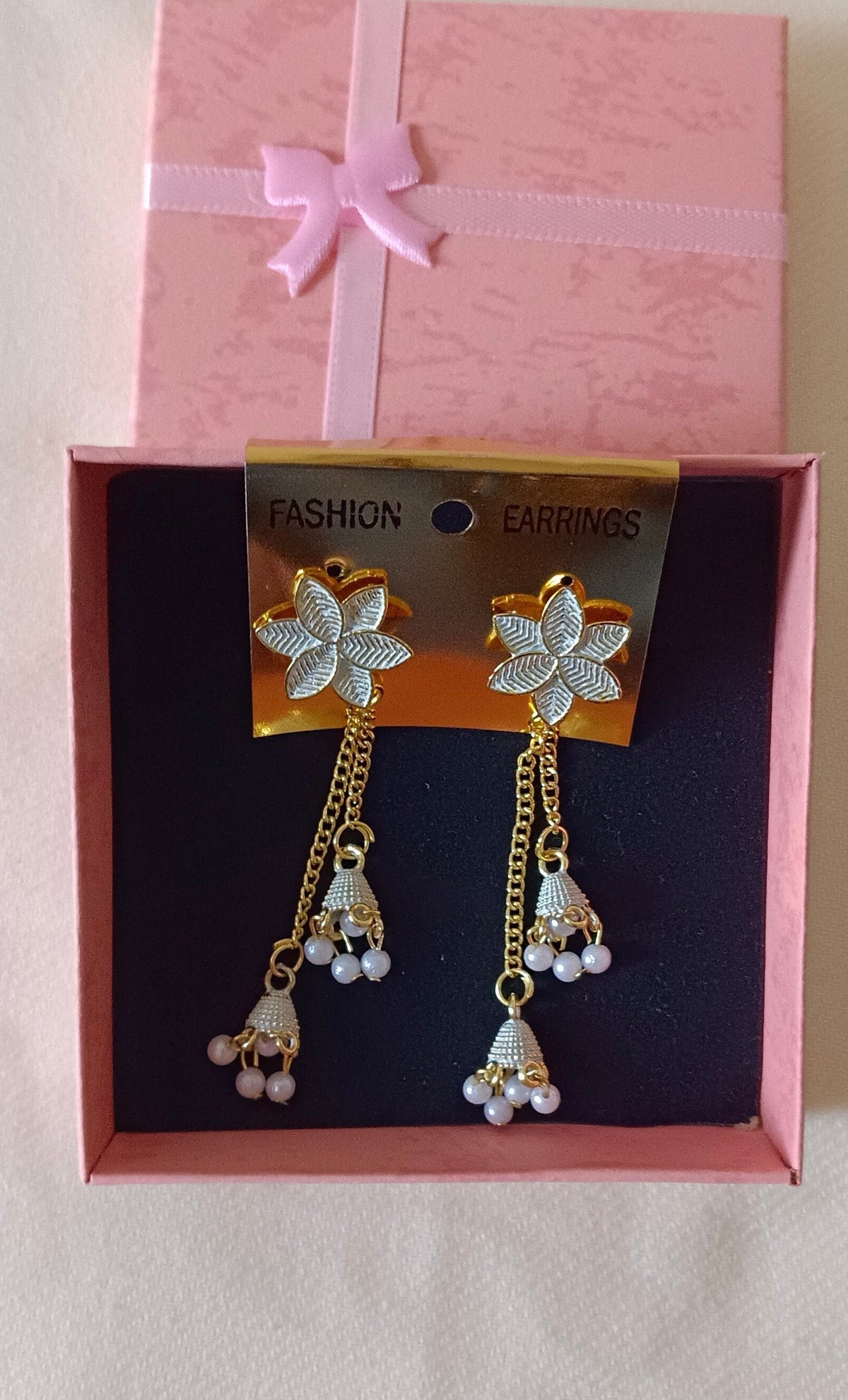 Pack of 2 Oxidized Silver Peacock 3 layer dangling Blue Jhumka and Gold Toned White Sui Dhaga Style Jhumki Earrings