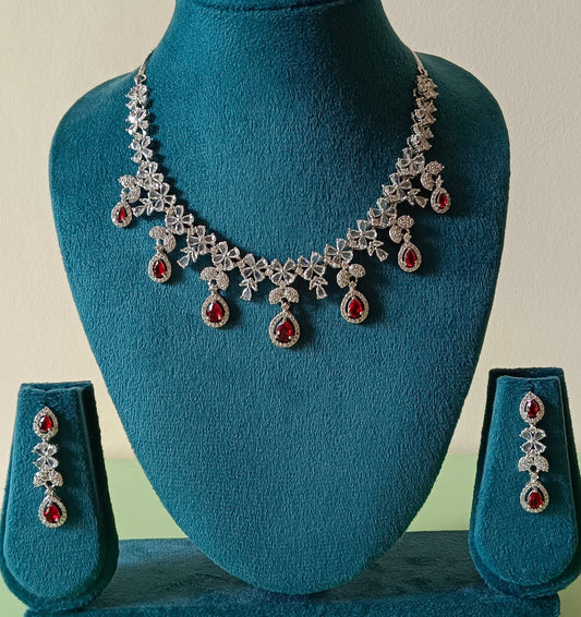 AD Necklace Set Crimson Sparkle