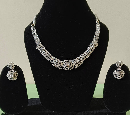American Diamond Stone Studded Hasli Style Designer Necklace Set