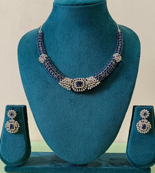 American Diamond Stone Studded Hasli Style Designer Necklace Set