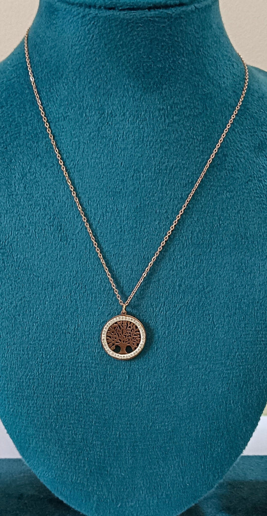 Tree of Life Stainless Steel Necklace with Silver and Rose Gold Color Options