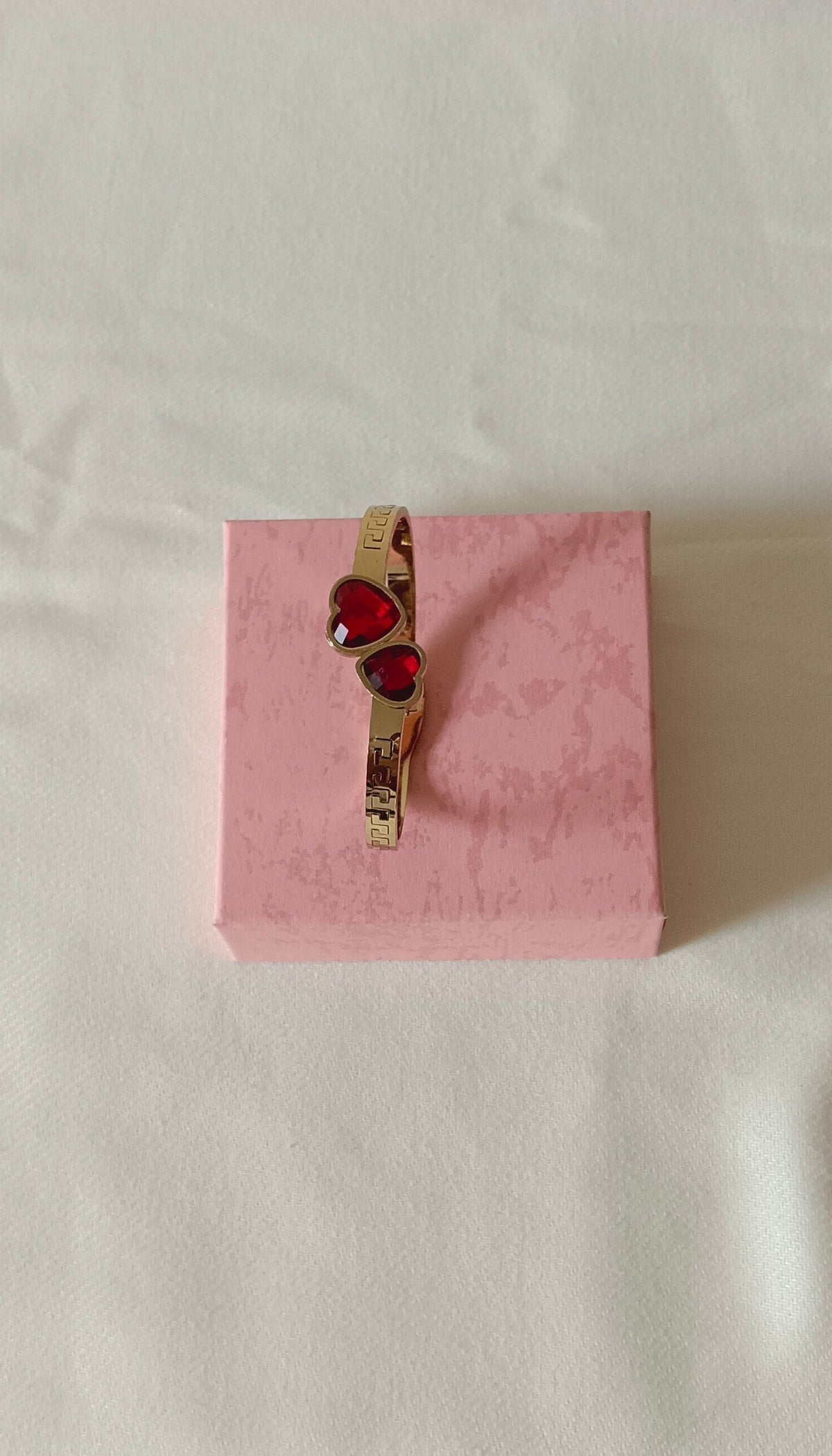 Red Heart  Gold Finish Stainless Steel Cuff Bracelet