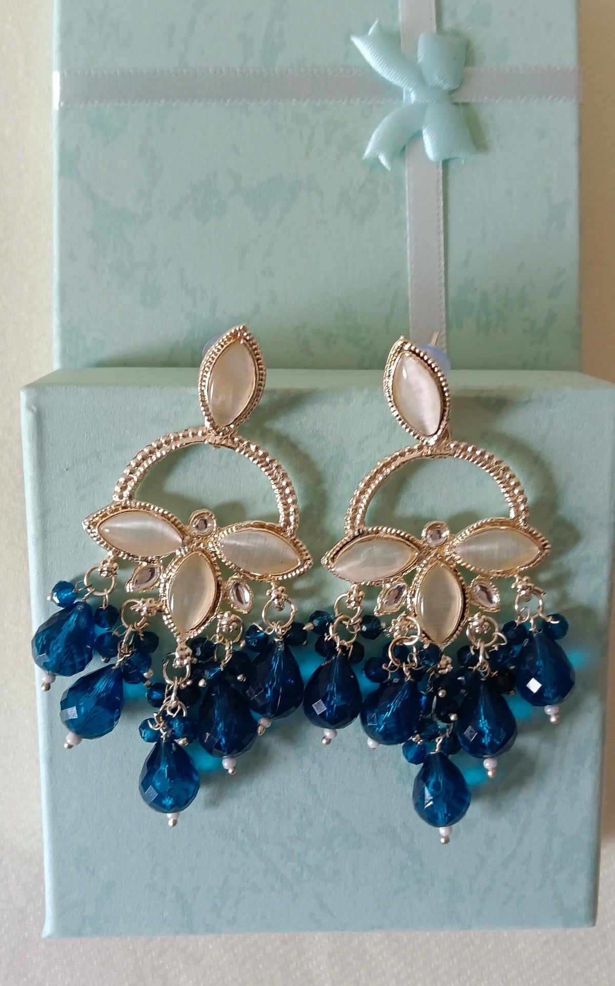 Gold Plated Kundan Drop Earrings