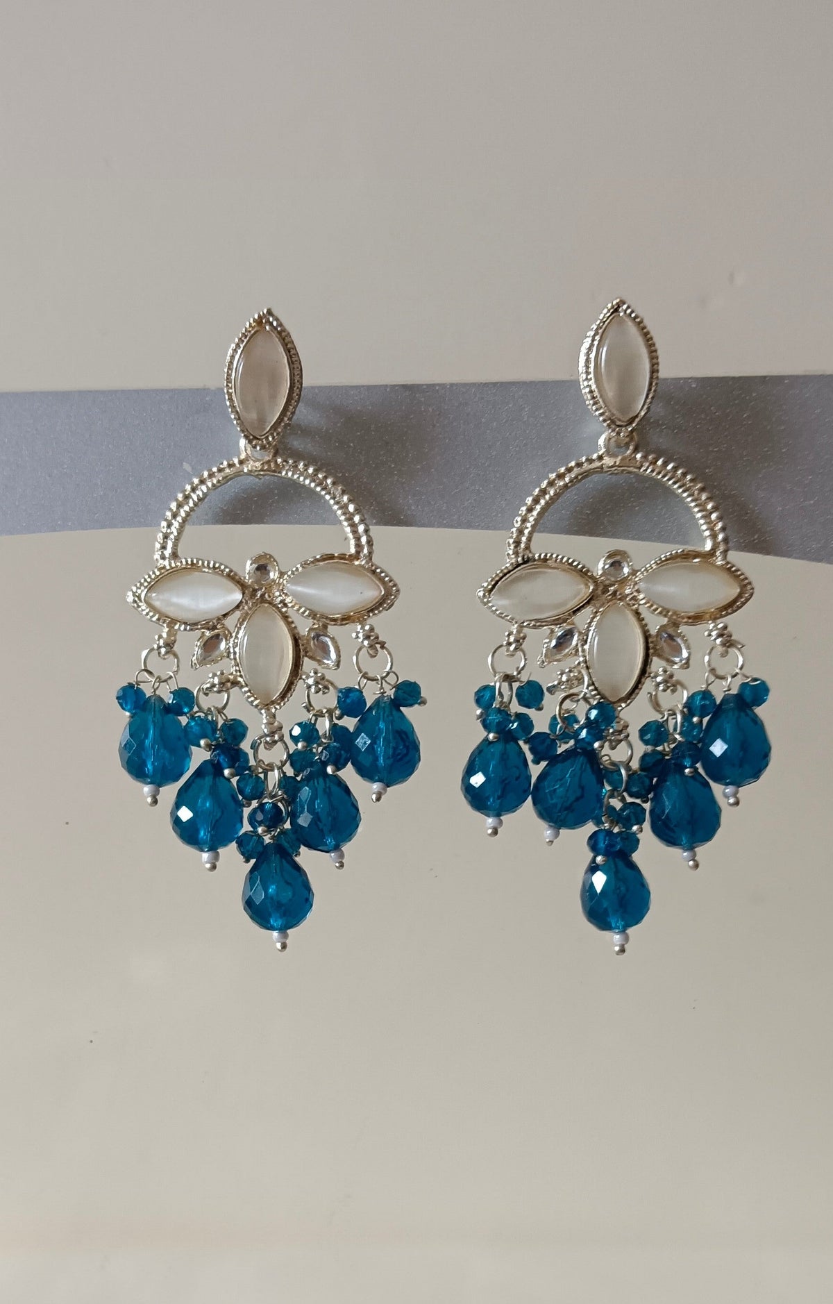 Gold Plated Kundan Drop Earrings