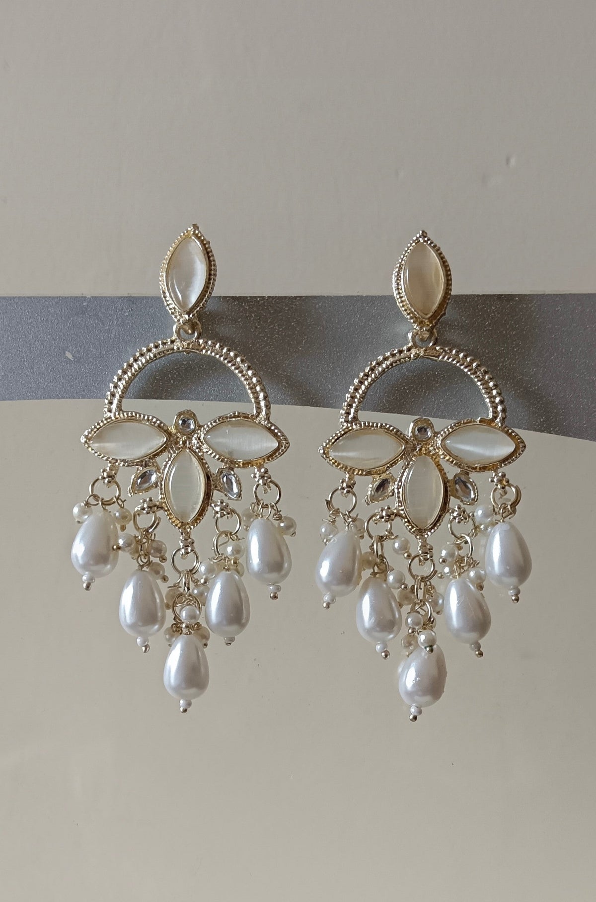 Gold Plated Kundan Drop Earrings