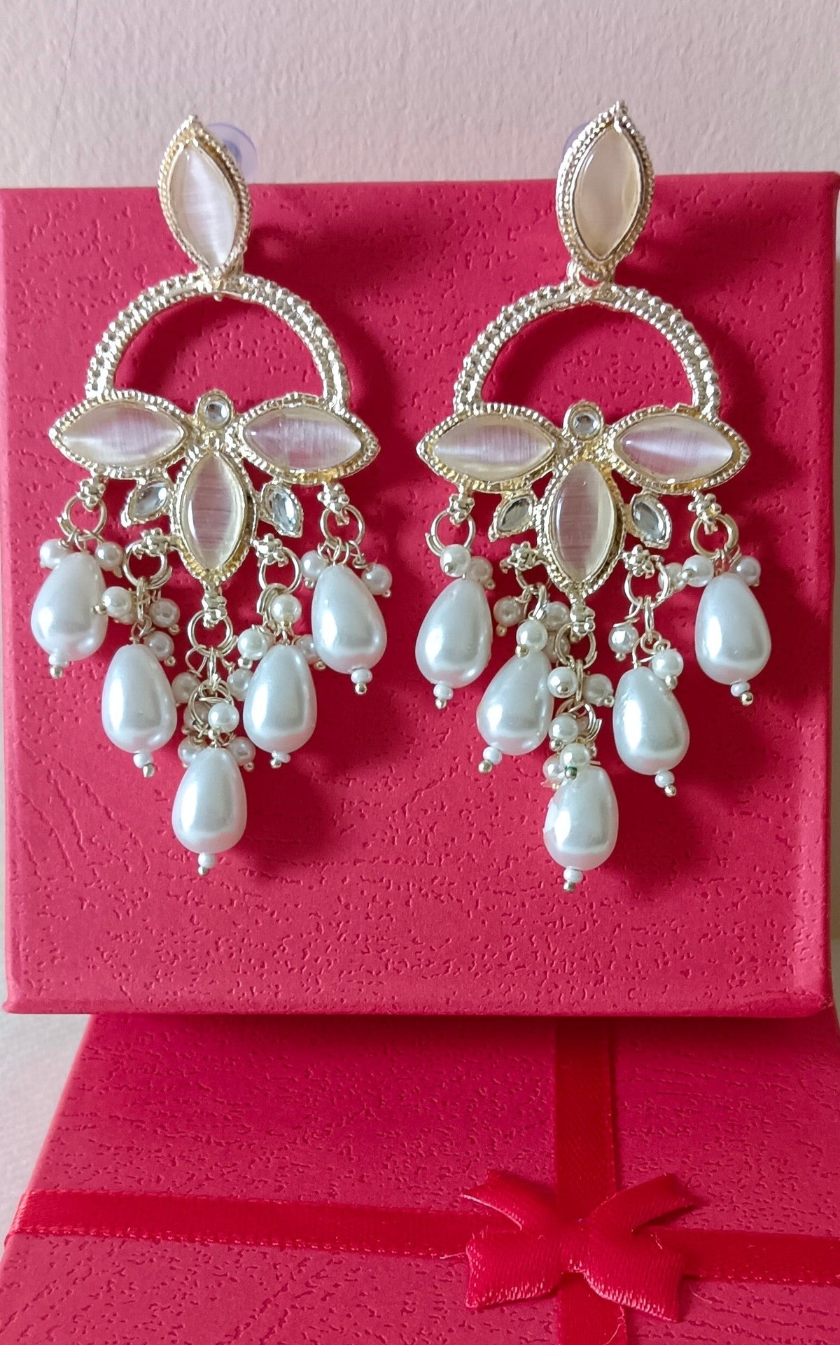 Gold Plated Kundan Drop Earrings