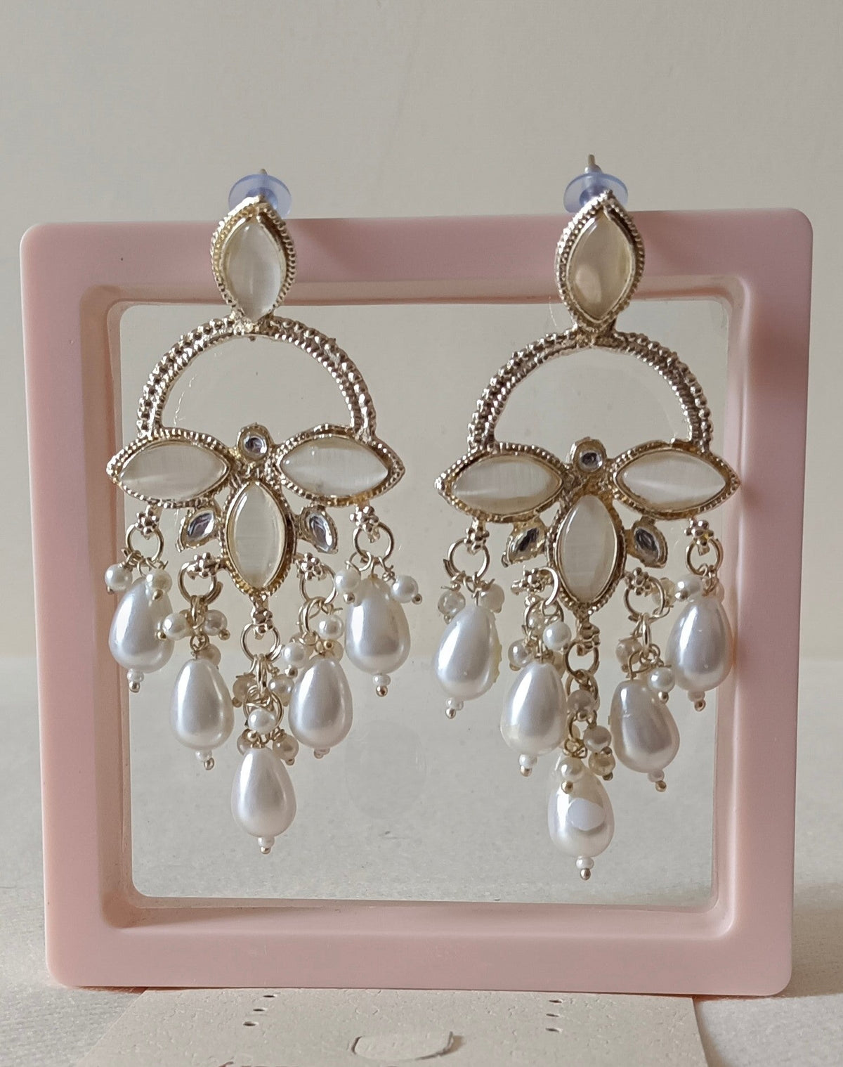 Gold Plated Kundan Drop Earrings