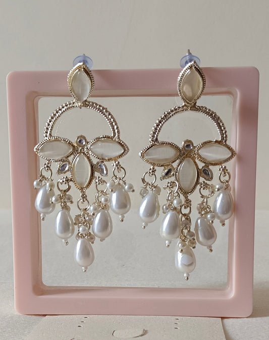 Gold Plated Kundan Drop Earrings