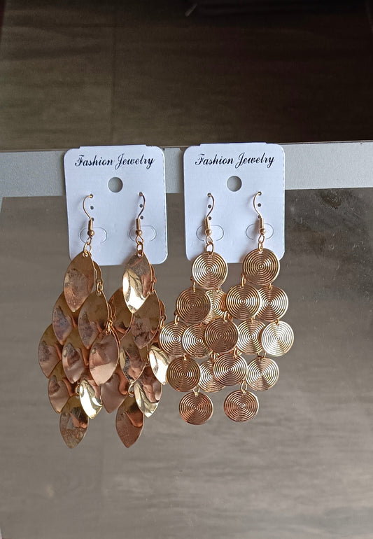 Pack of 2 Leaf Style Brass Dangler and Loop style Brass Dangler Earrings