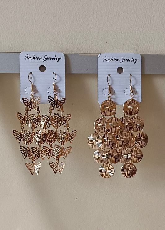 Pack of 2 Loop Style Brass Dangler and Butterfly Style Dangler Earrings