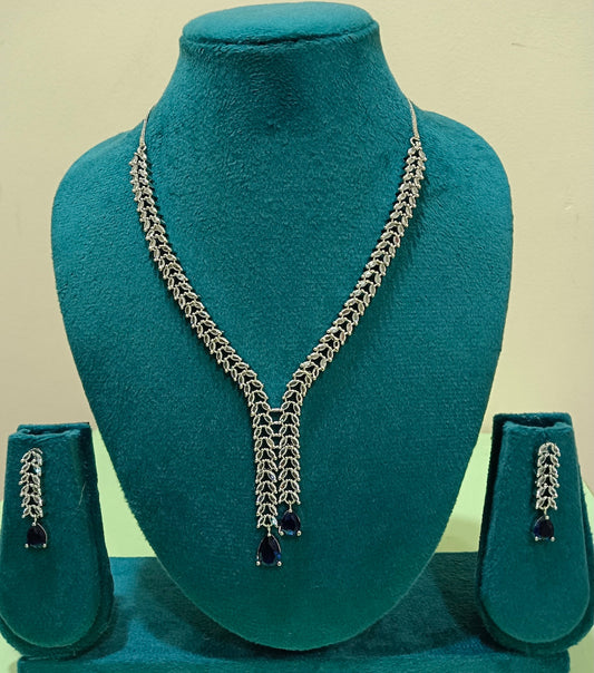 Alloy Blue Silver Jewel Set