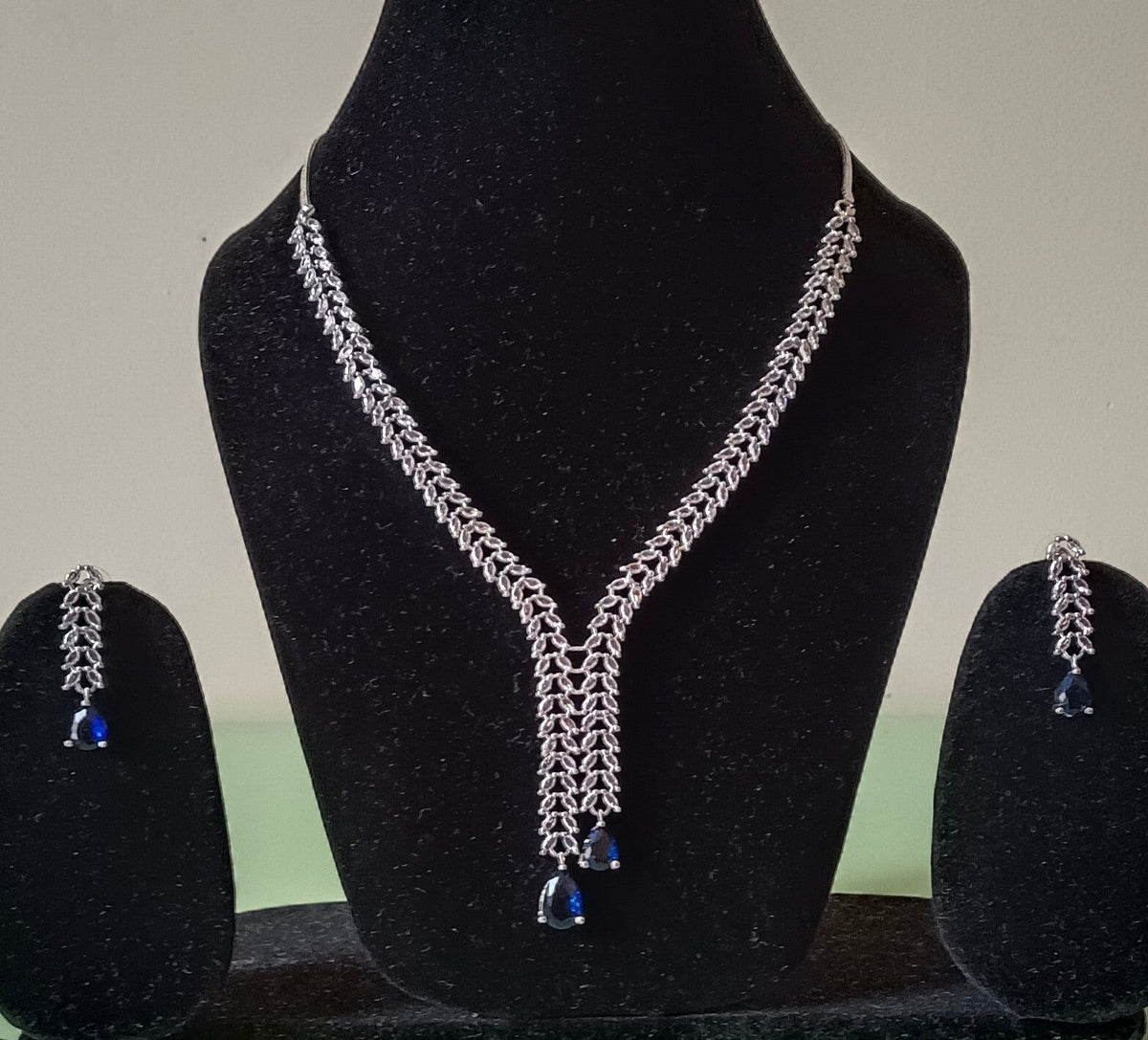 Alloy Blue Silver Jewel Set