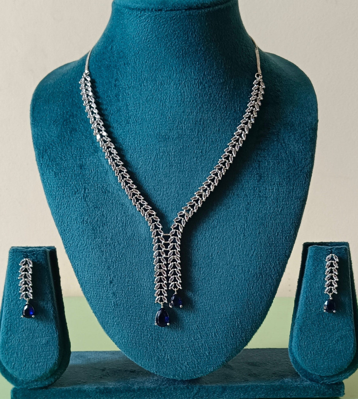 Alloy Blue Silver Jewel Set