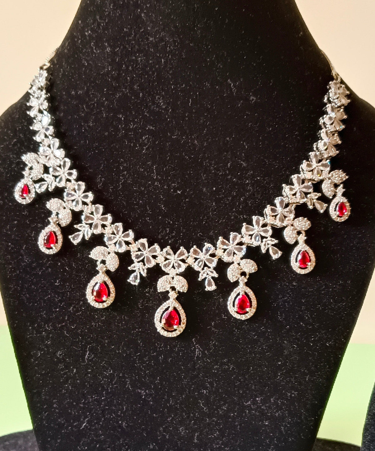 AD Necklace Set Crimson Sparkle