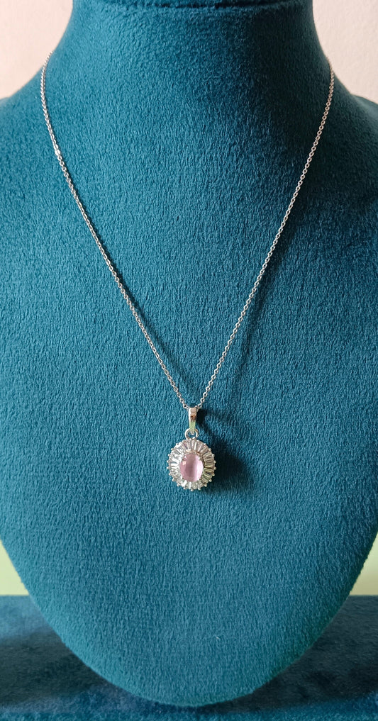 AD Baby Pink Stone Pendant Necklace Set
