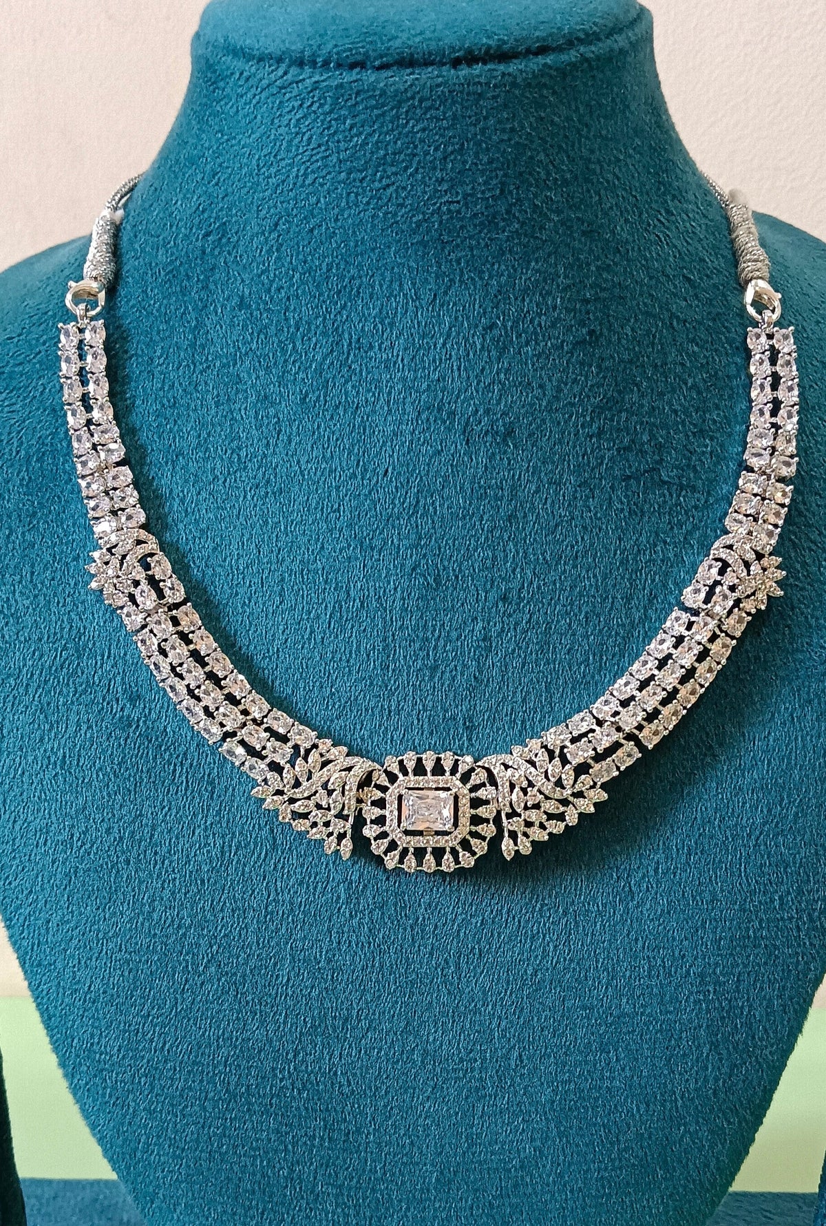 American Diamond Stone Studded Hasli Style Designer Necklace Set