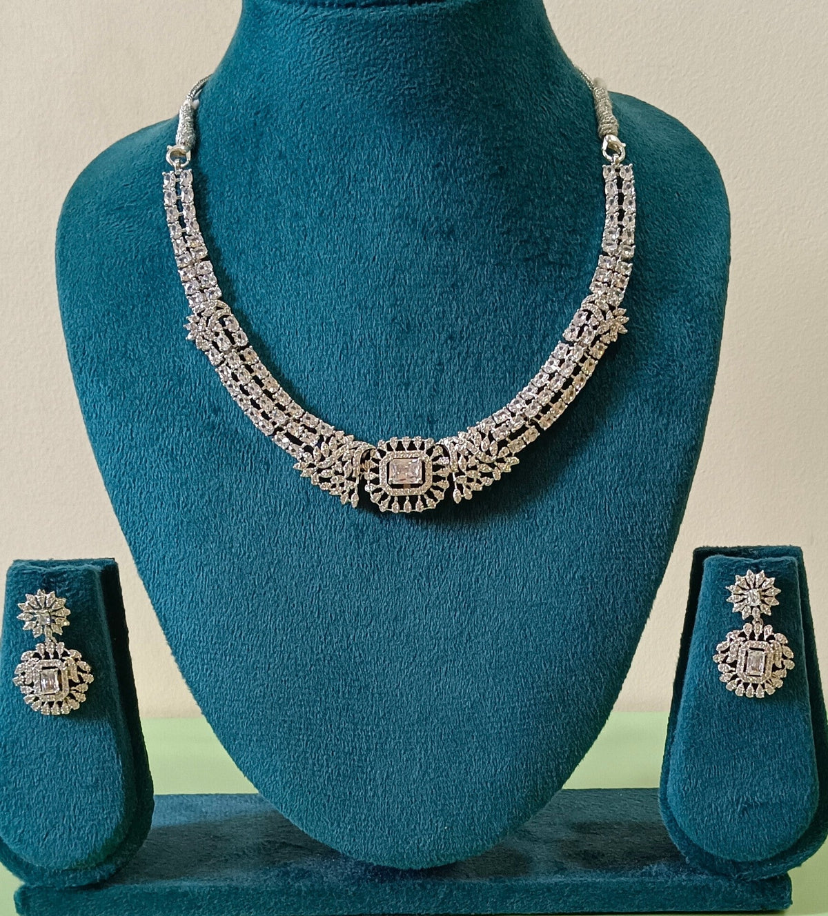American Diamond Stone Studded Hasli Style Designer Necklace Set