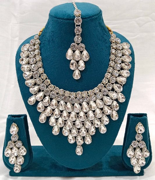 Gold Plated Stone Studded Bridal Choker Necklace Set