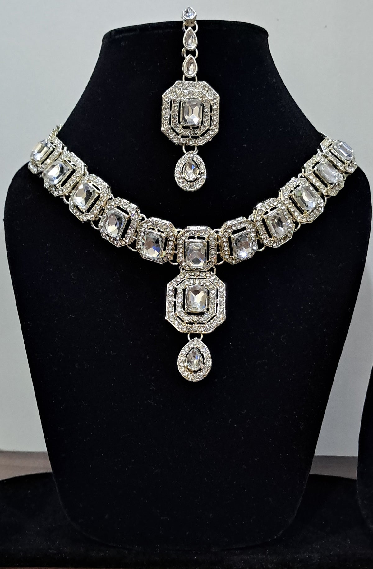 Alloy or Brass with Rhodium Silver Tone Necklace Set