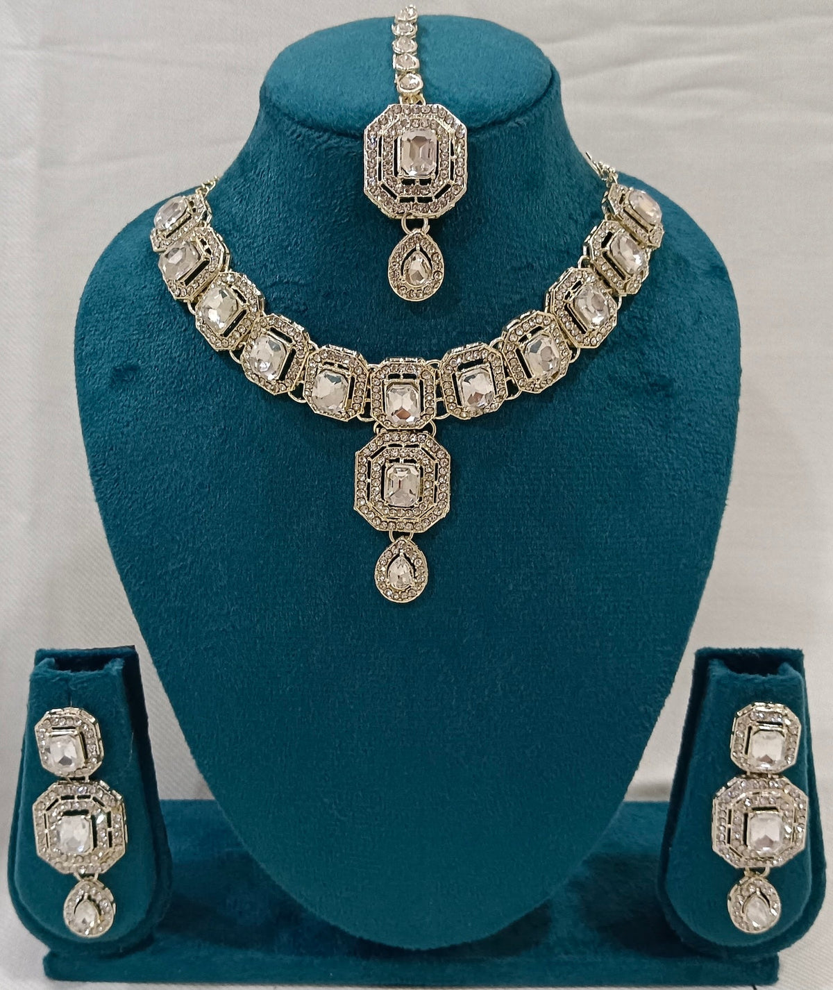 Alloy or Brass with Rhodium Silver Tone Necklace Set