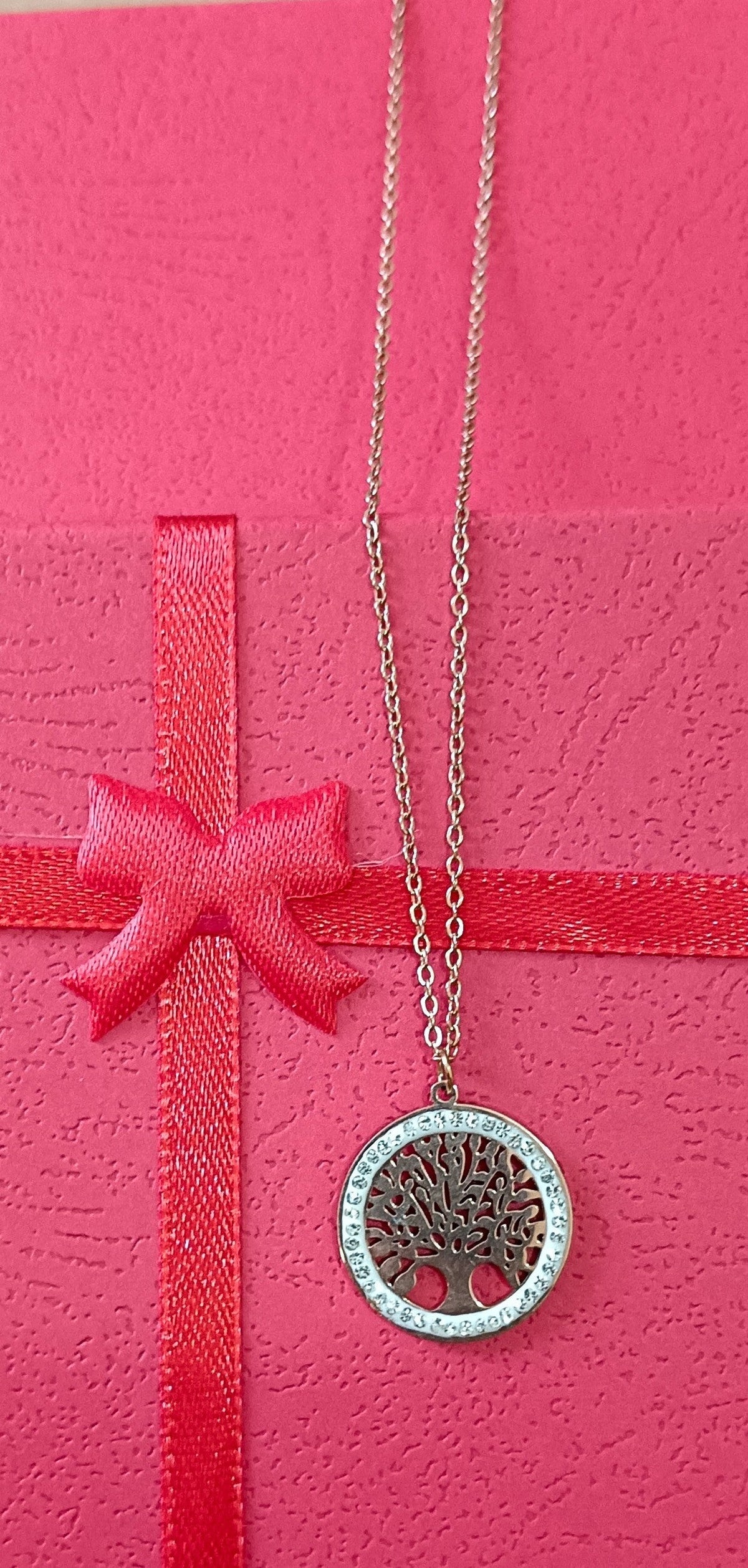 Tree of Life Stainless Steel Necklace with Silver and Rose Gold Color Options