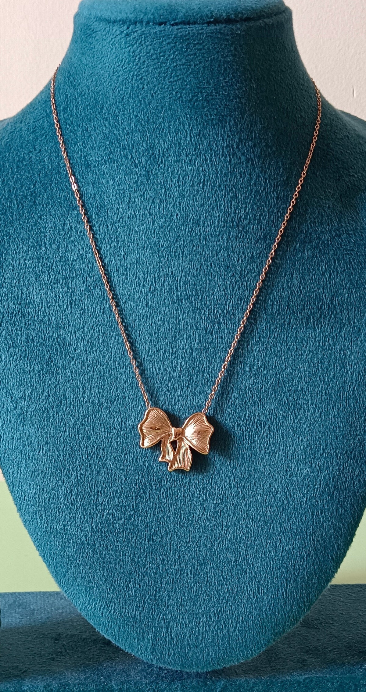 Rose Gold Bow Shaped Pendant Stainless Steel Necklace
