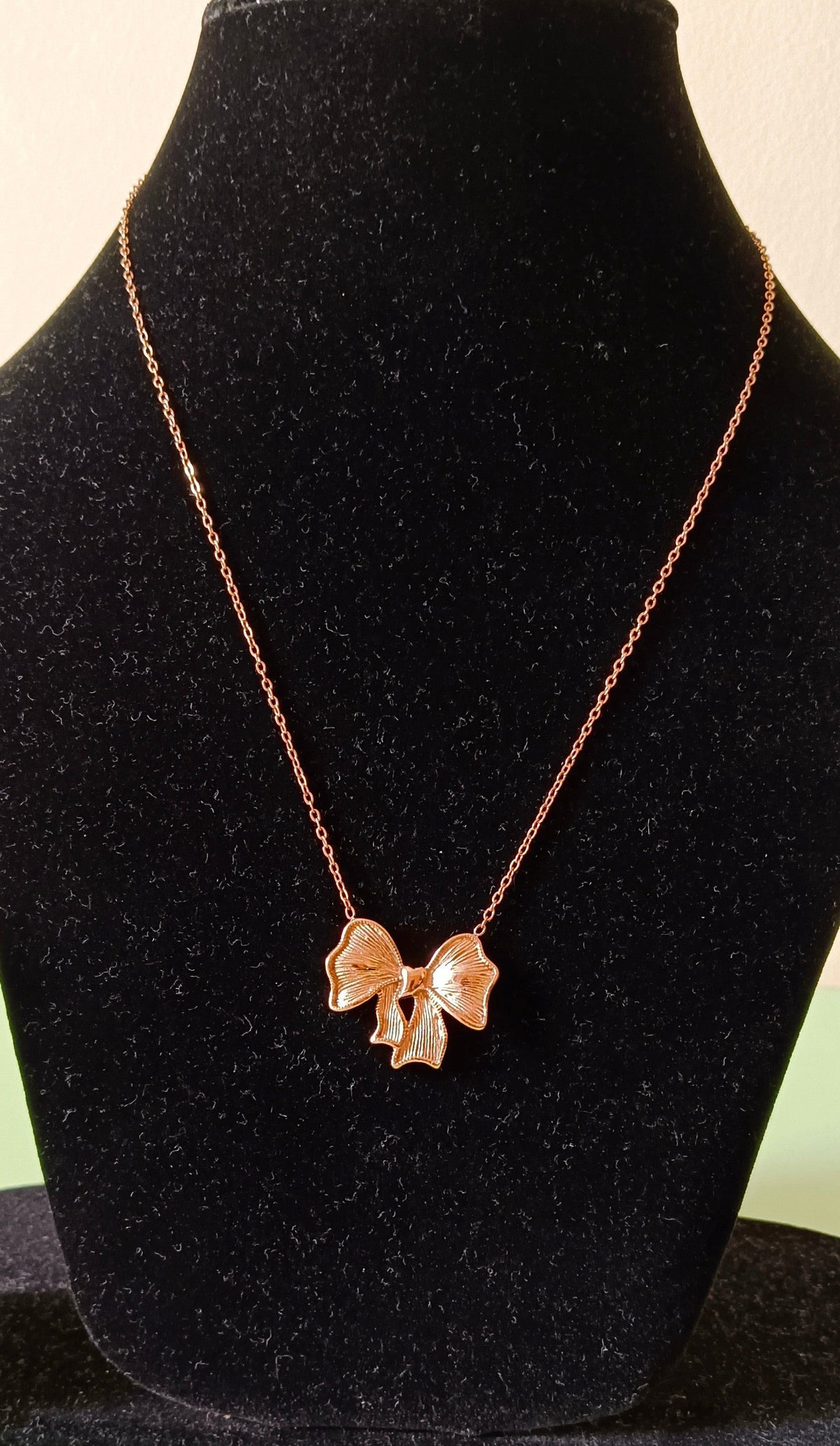 Rose Gold Bow Shaped Pendant Stainless Steel Necklace