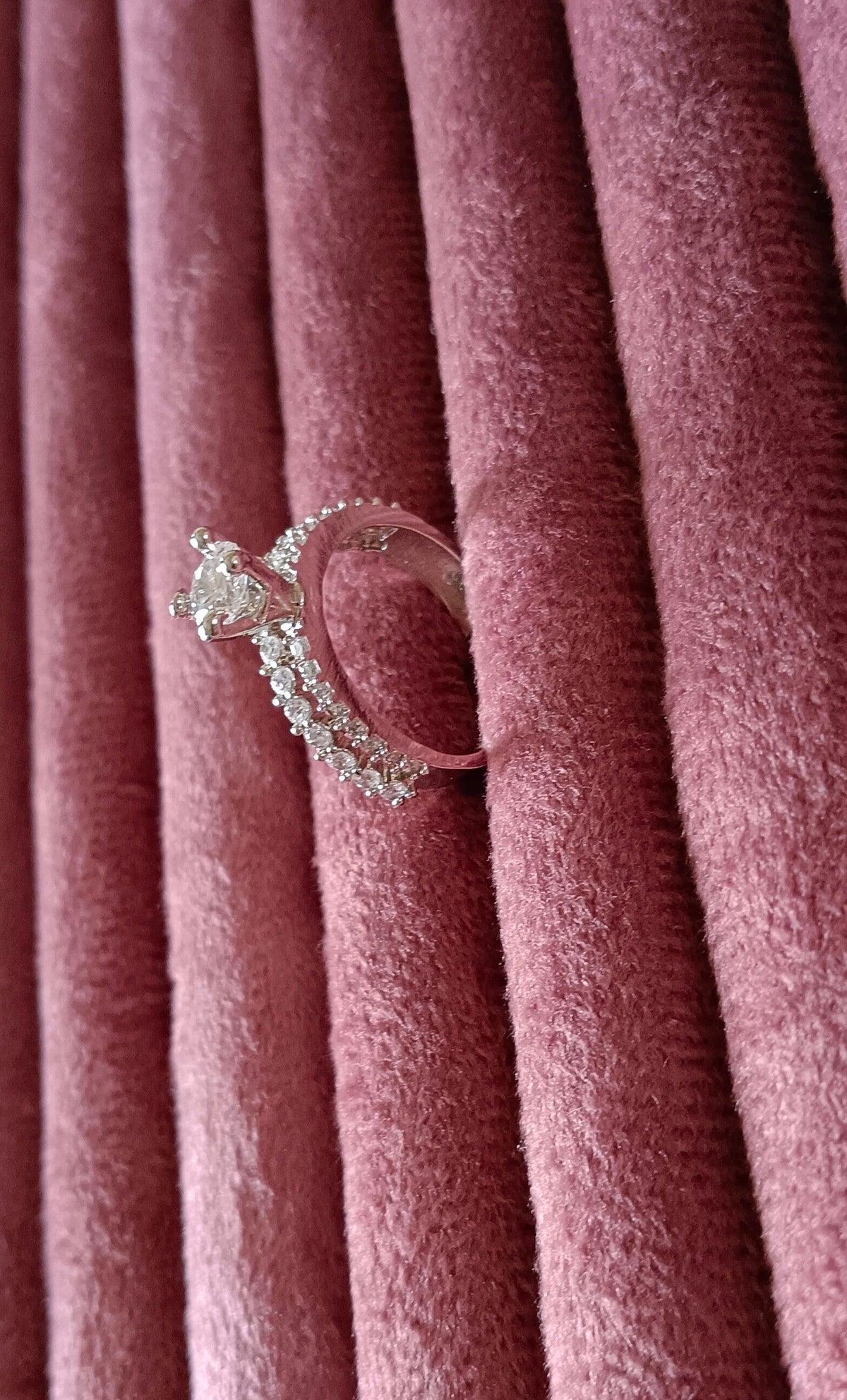 Silver-Plated & White AD Studded Square Solitaire Finger Ring