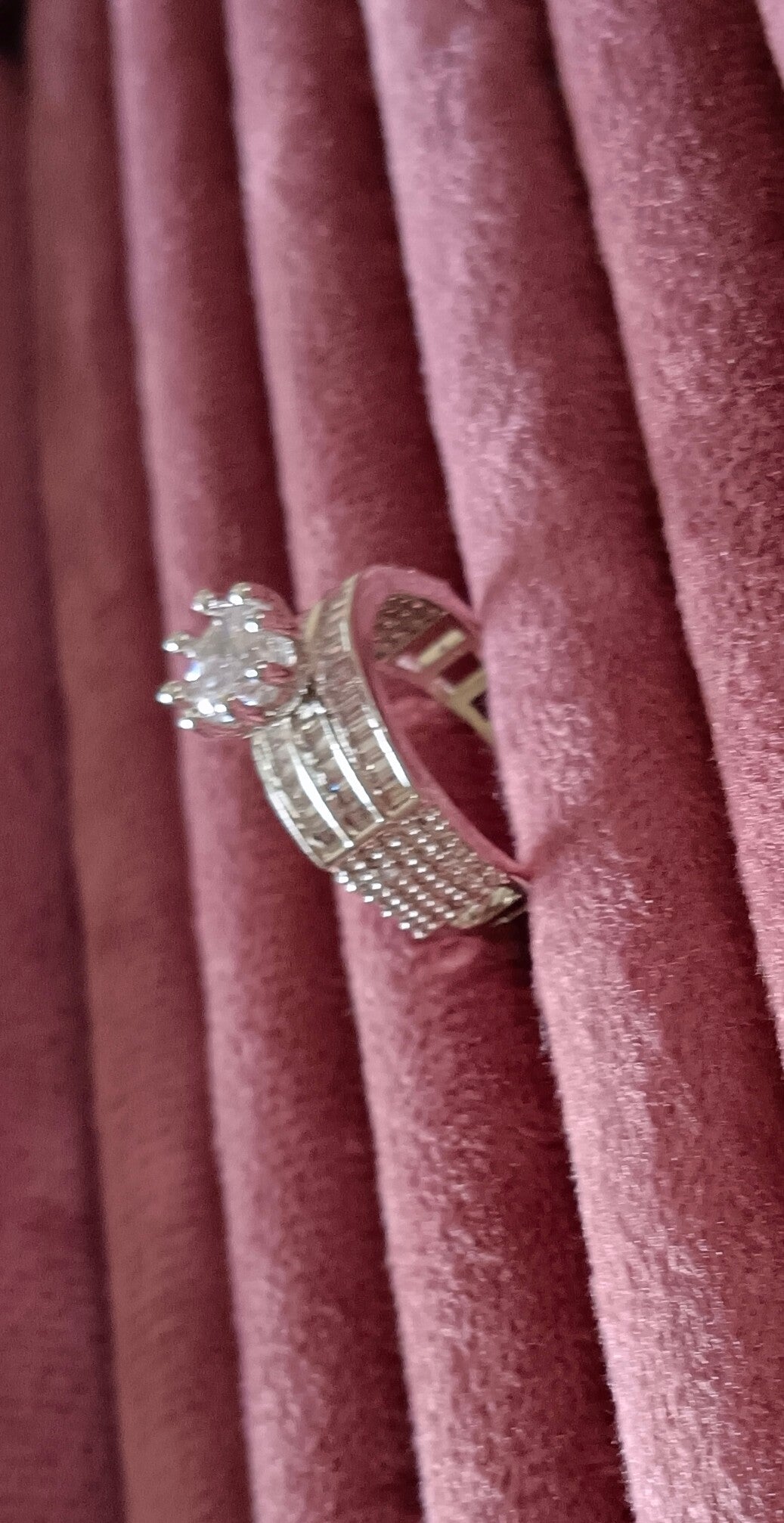 Silver-Plated & White AD Studded Round Shaped Solitaire Premium Ring